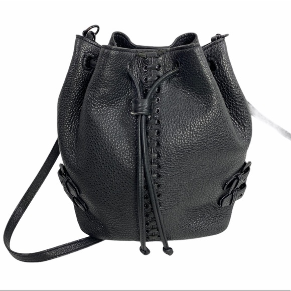 Rebecca Minkoff Handbags - Rebecca Minkoff Black Pebbled Leather Bucket Cross